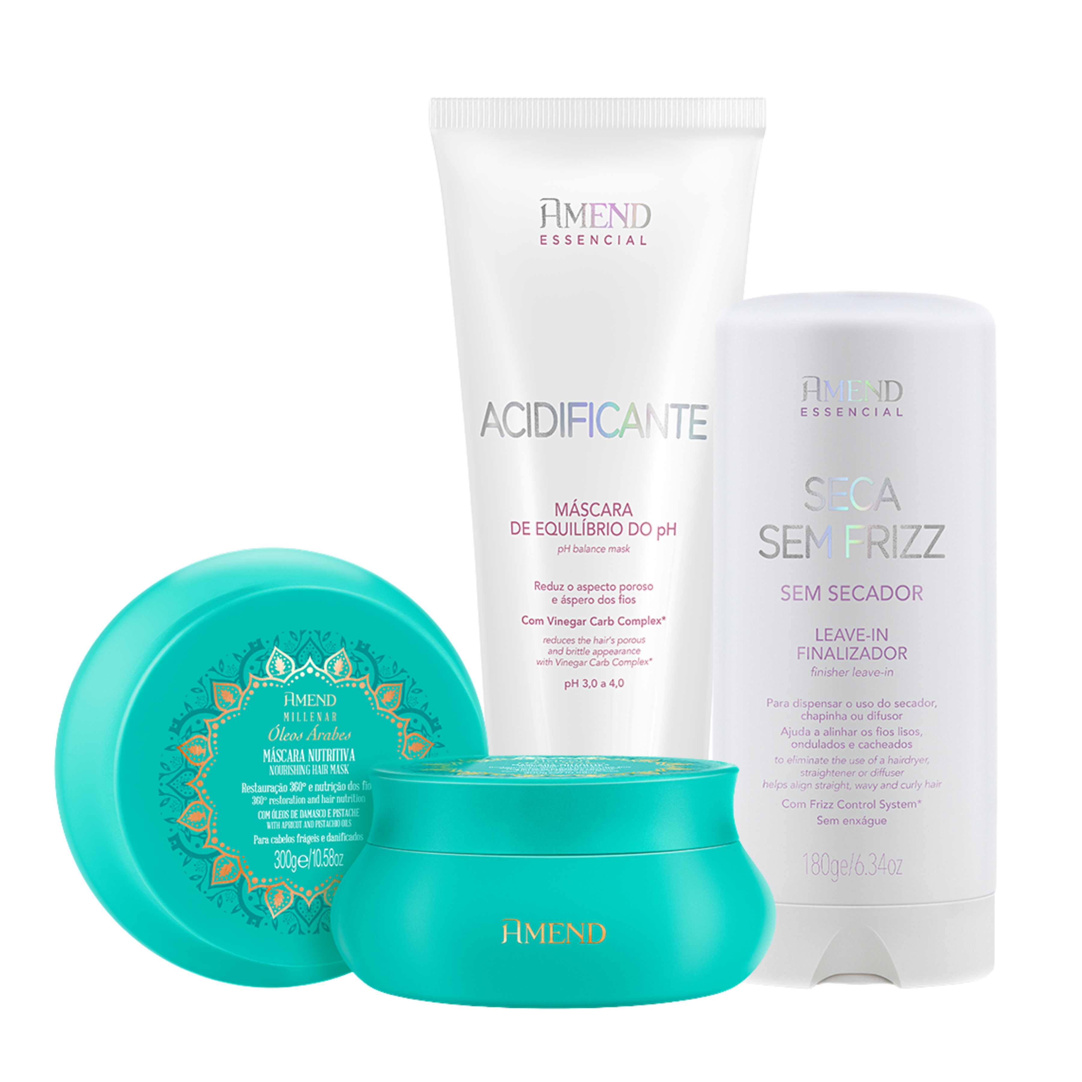 Kit Acidificante, Seca Sem Frizz e Árabes | 3 produtos